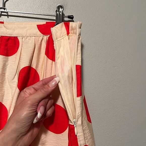 Compañia Fantastica Women's Cream Red Polka Dot Allover Print Maxi Skirt - Picture 4 of 8